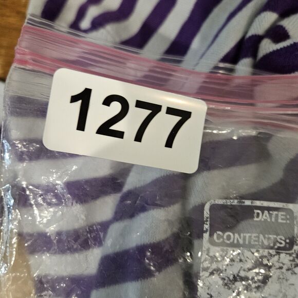 Cotton By Autumn Cashmere Sweater Womens M Purple White Striped Pullover Cotton - Picture 14 of 14